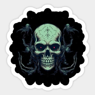 Gothic Psychedelic Rockabilly Spider Web Skull Sticker